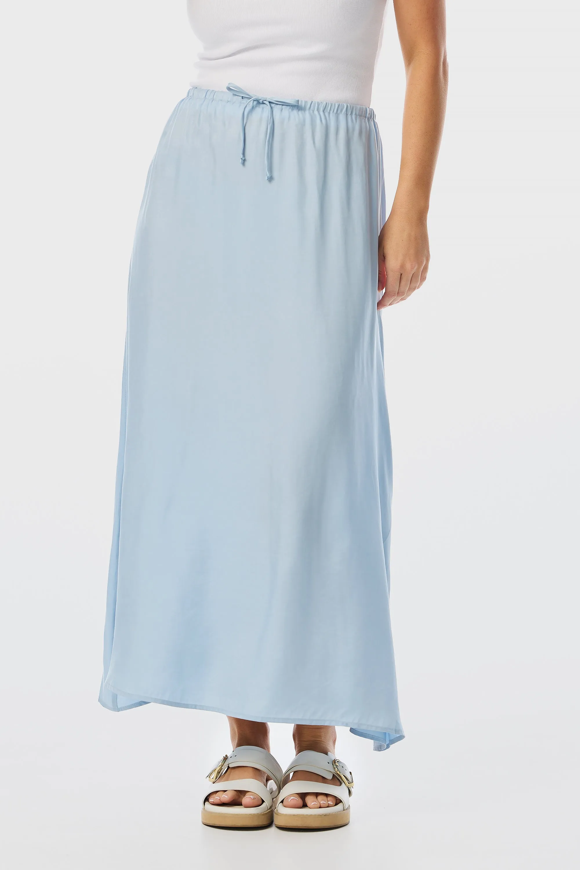 Drawstring Slip Skirt - Sky Blue