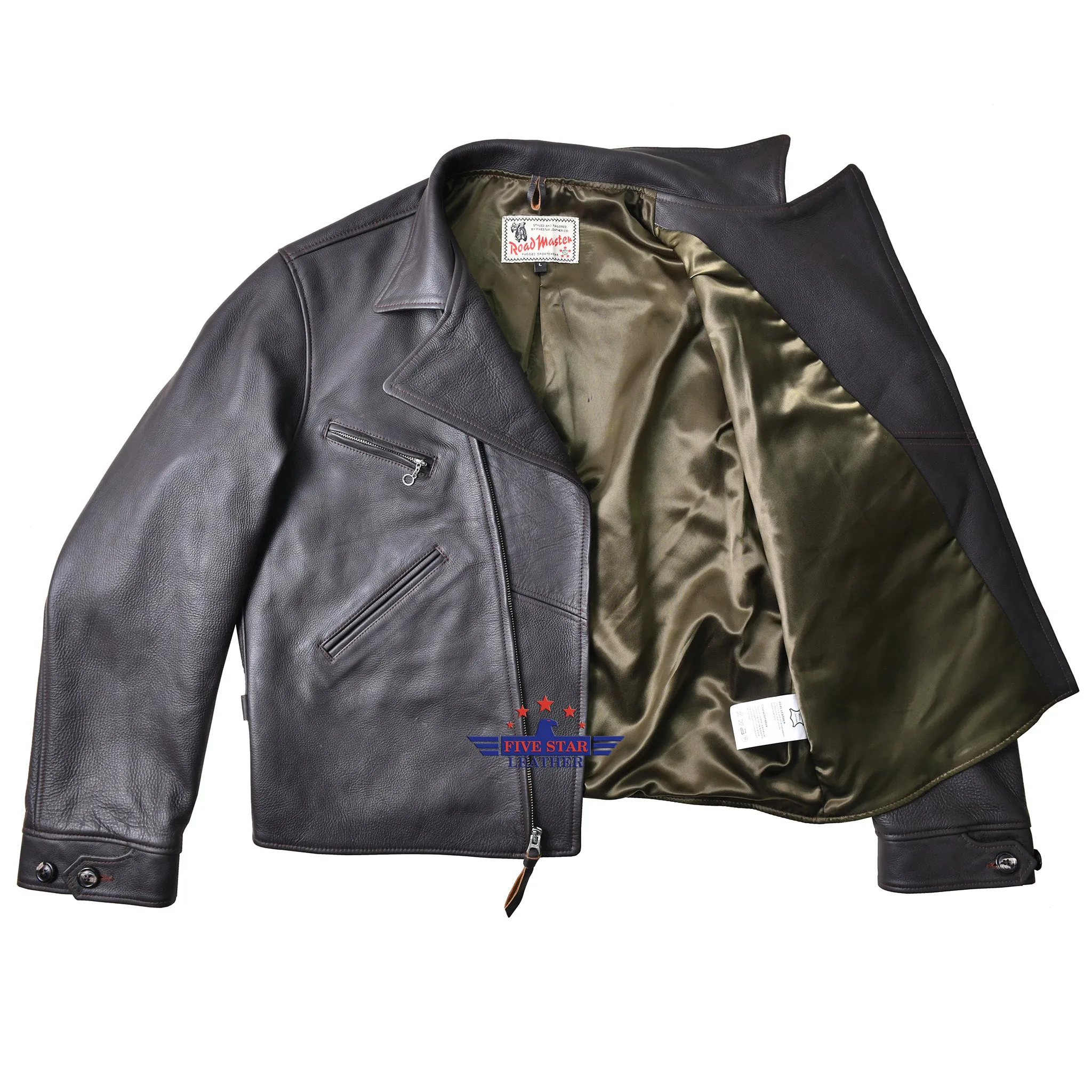 Fivestar Leather 30's Sports Seal Brown Horse Hide Men Jacket