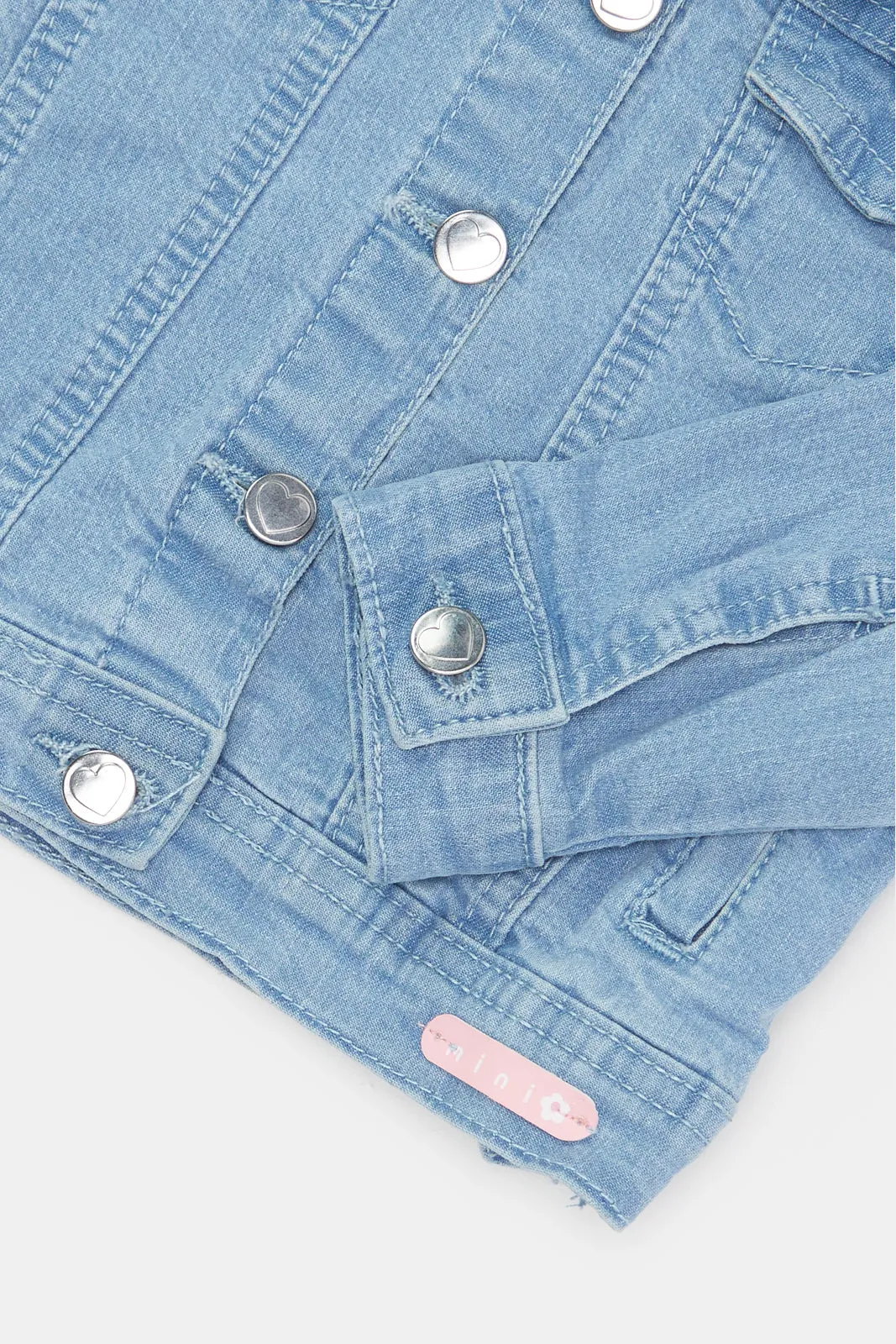 Infant Girls Blue Denim Heart Patch Jacket