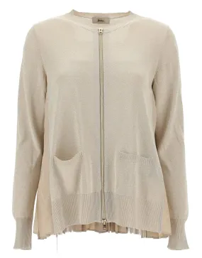 Plisse Wool Techno Taffeta Cardigan