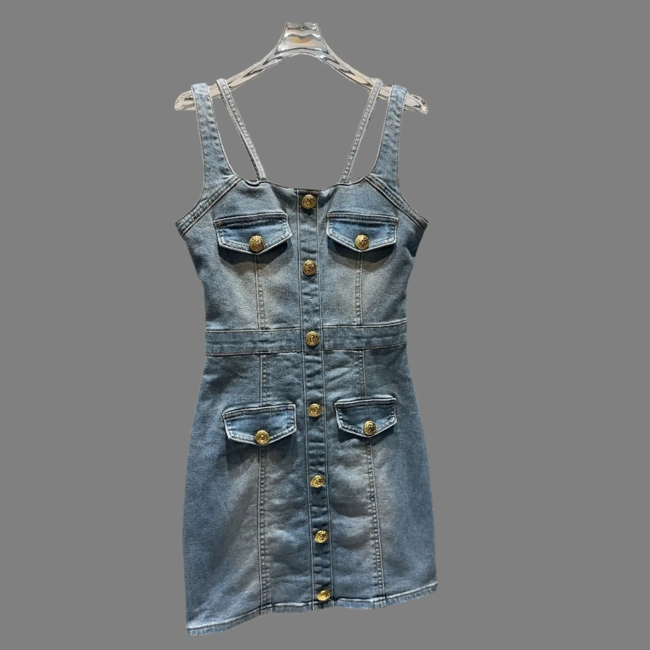 Trend4us Women’s Button-Front Denim Mini Dress