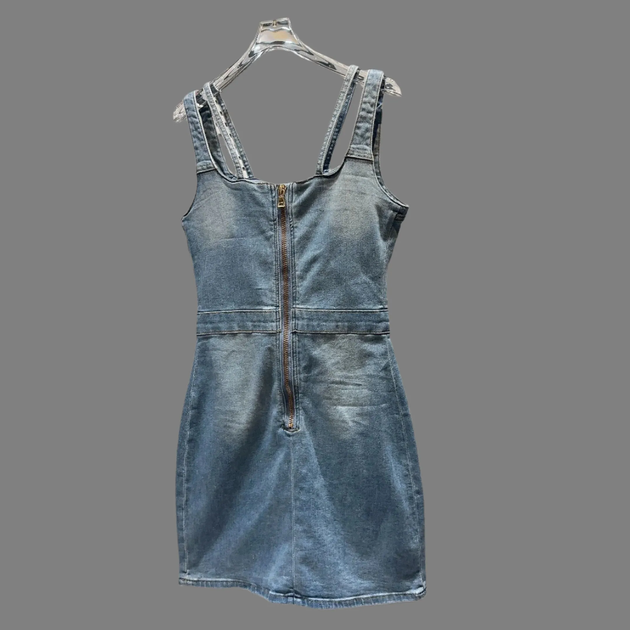 Trend4us Women’s Button-Front Denim Mini Dress